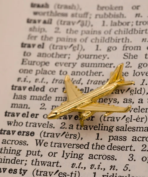 Plane Over Traveler Definition — Stock Photo, Image