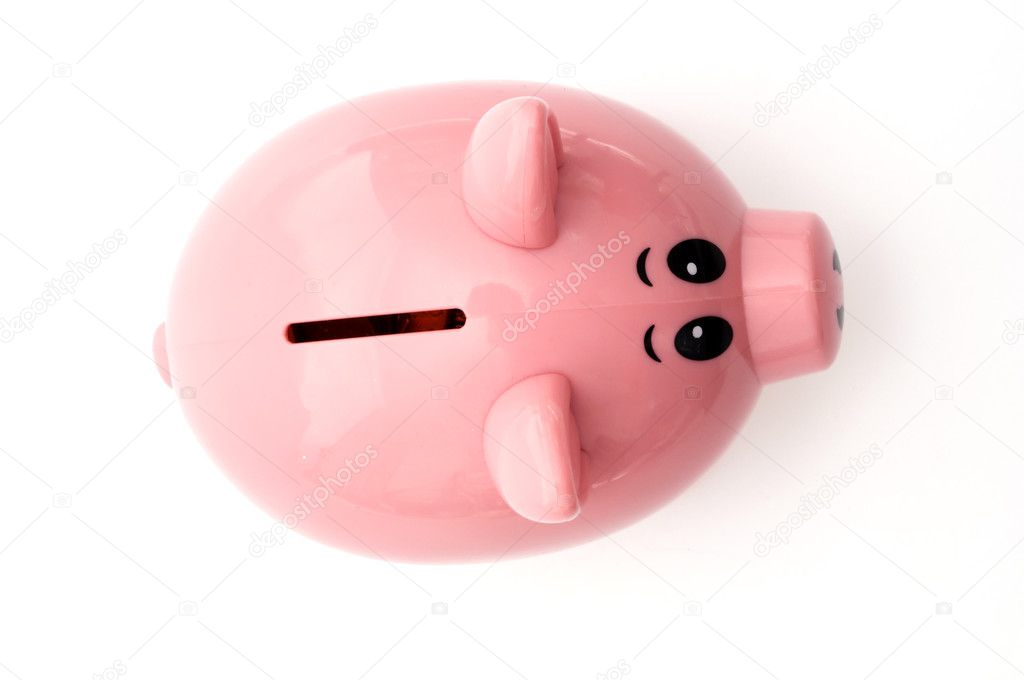 pink plastic piggy bank