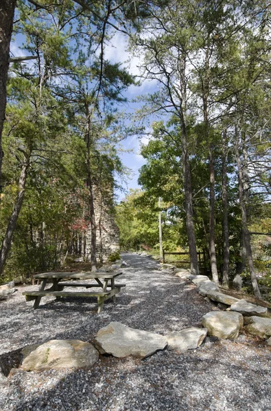 HDR of Picnic table and rocks — Stock Photo, Image