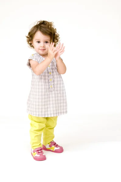 Portret van babymeisje klappen — Stockfoto