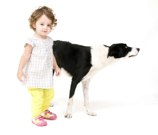 Flicka och hennes hund — Stockfoto
