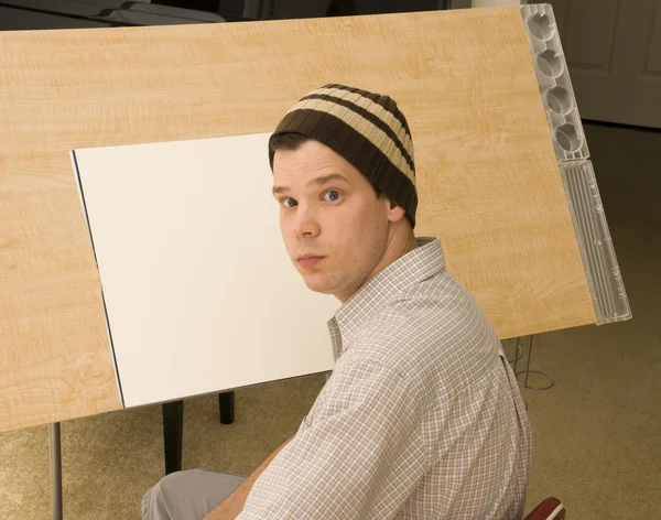 Artist with blank paper — Stock Photo, Image