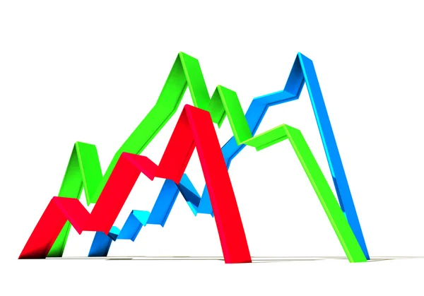 3D Line Chart on White Background. — Stock Photo, Image