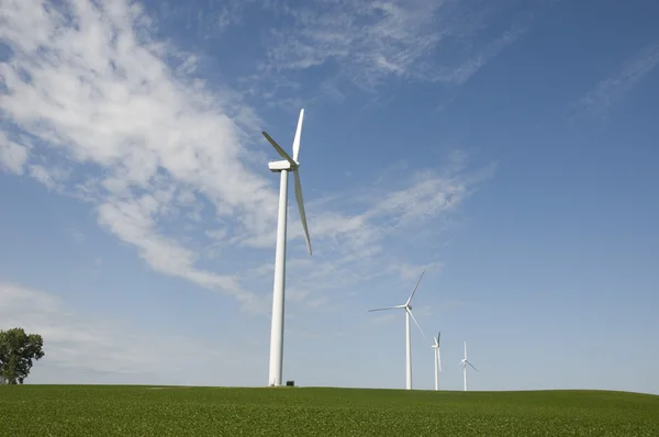 Iowa çiftlik rüzgar türbinleri. — Stok fotoğraf