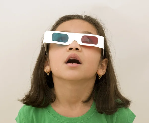 stock image Girl watching 3D movie