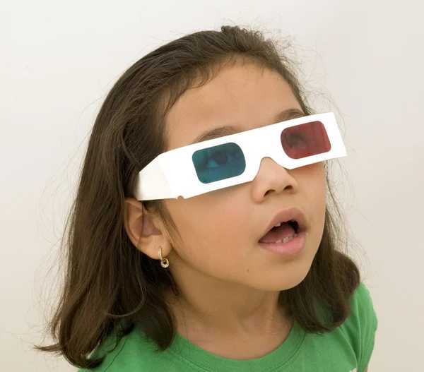 stock image Girl with look of amazement and 3d glasses