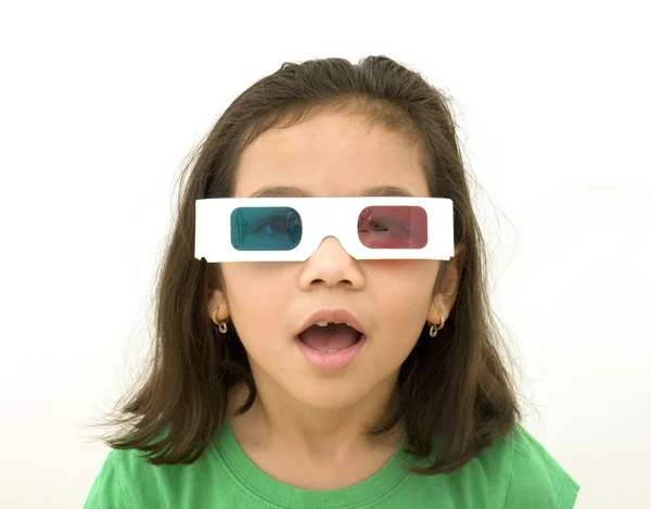 stock image Girl with look of amazement and 3d glasses