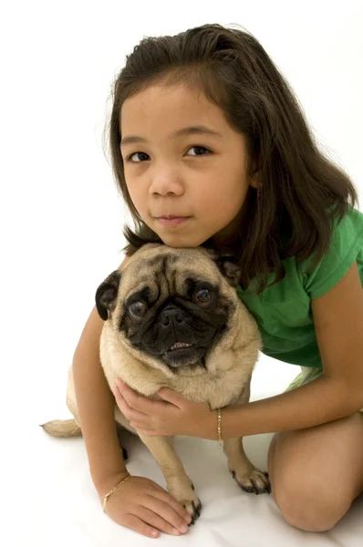 Girl and her pug — Stock Photo, Image