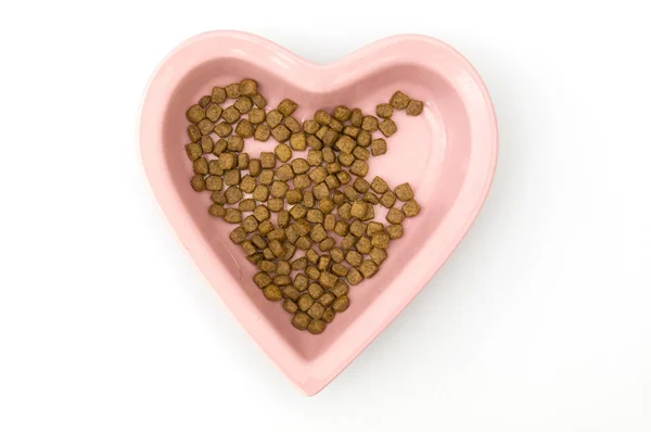 Heart Bowl with Dog Food — Stock Photo, Image