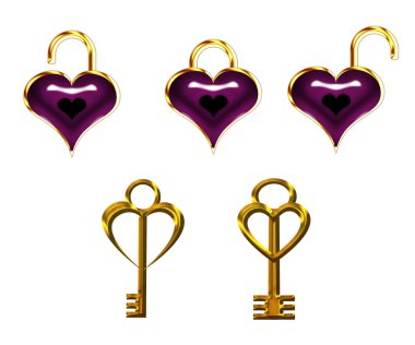 Hearts and keys clipart