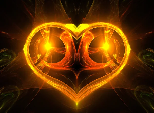 Glowing yellow heart — Stock Photo, Image