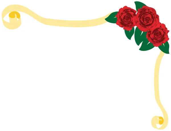 红玫瑰和金丝带 — 图库照片