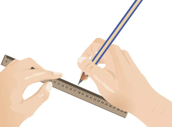 Mens tekenen met potlood en liniaal — Stockvector