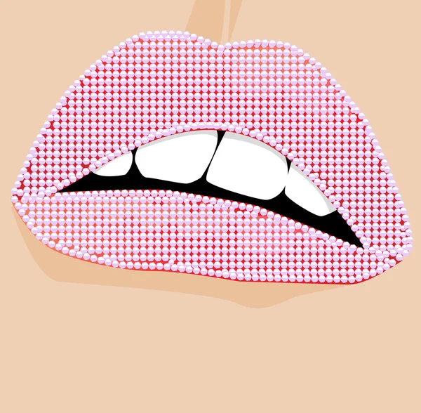 Стразами на губах — стоковий вектор