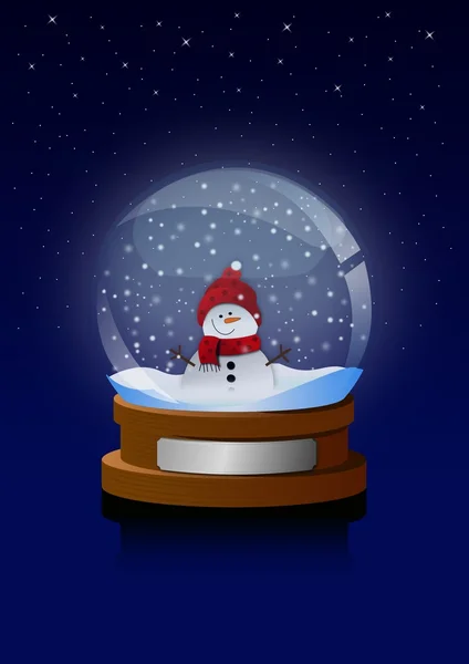 Sneeuwpop in een sneeuwbol — Stockvector