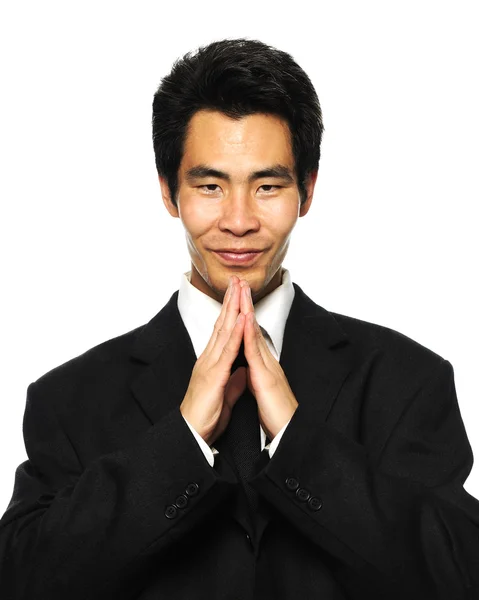 stock image Asian businessman greeting visitor