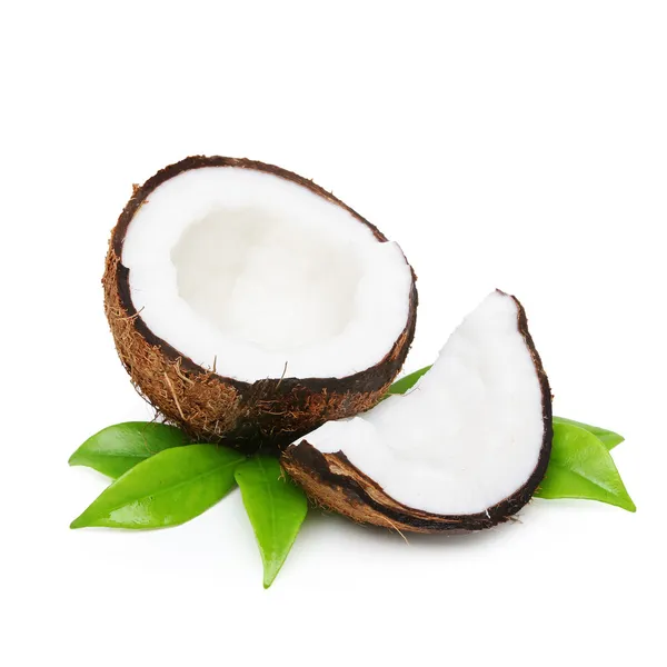 Coconut with green leaves — Stock Photo, Image