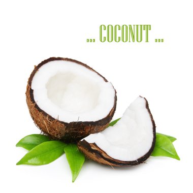 Coconut with green leaves clipart