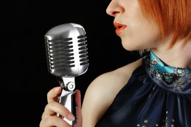 Retro redhead female singer clipart