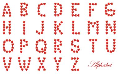 Alphabet made of strawberries clipart
