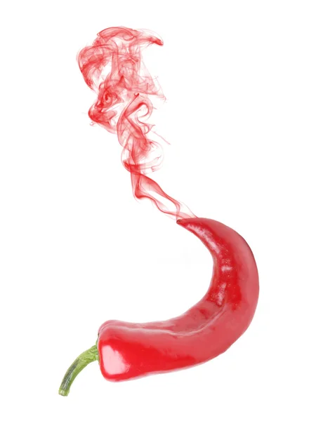 Chilli pepper with red smoke — Stock Photo, Image