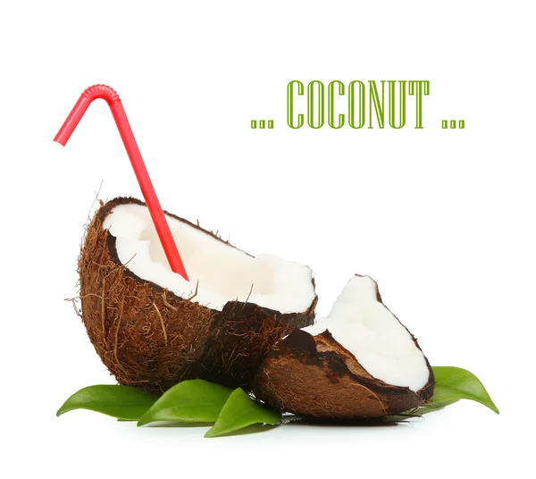Coco com palha vermelha — Fotografia de Stock