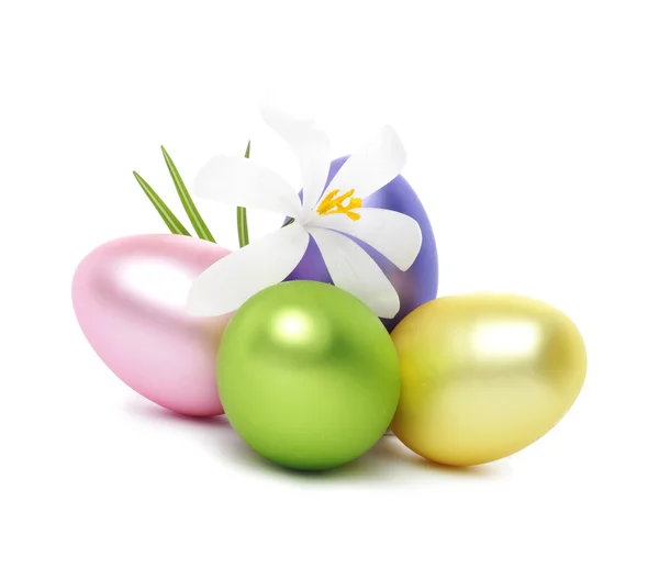 Uova di Pasqua con fiori di croco — Foto Stock