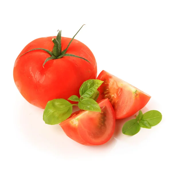 Tomate mit Basilikum — Stockfoto