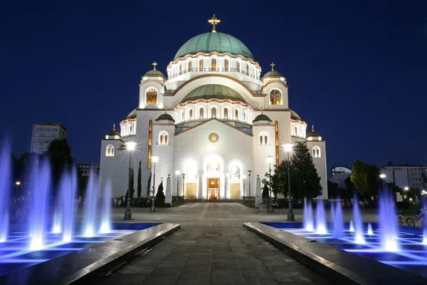 Catedral de San Sava de noche — Foto de Stock