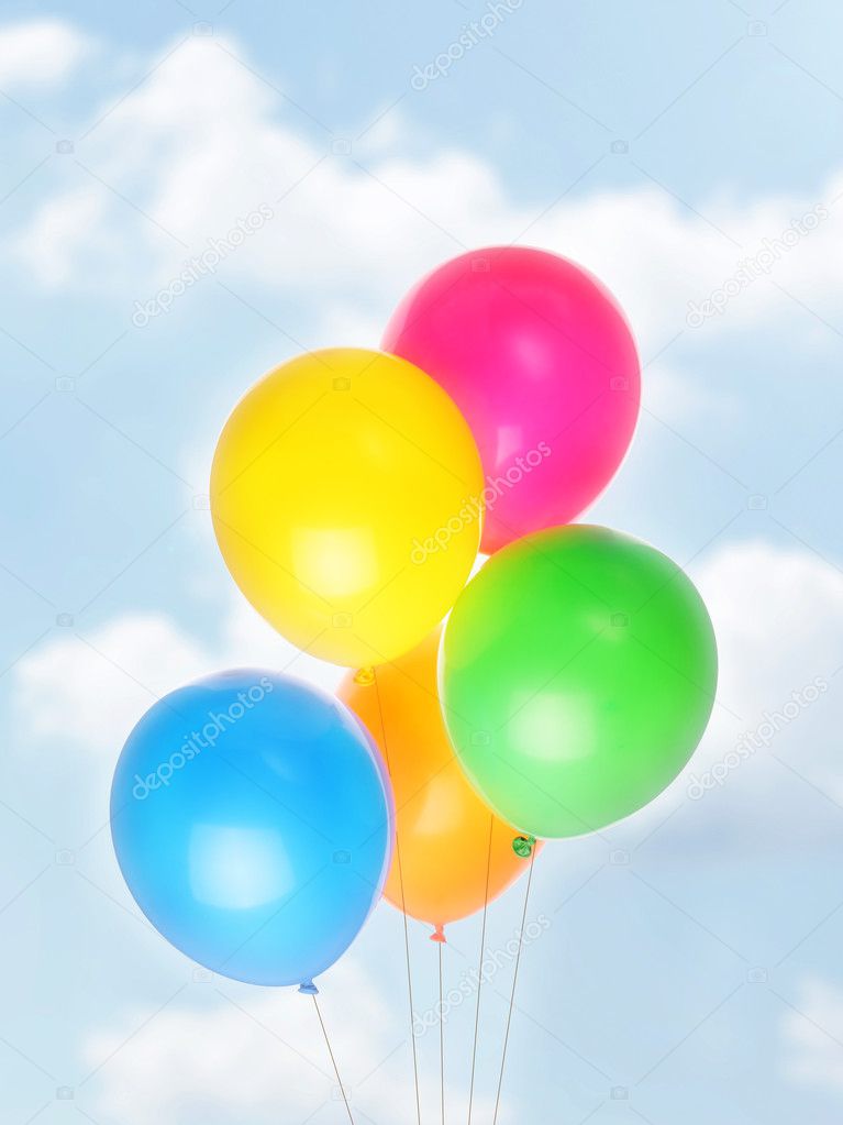 Five colorful baloons
