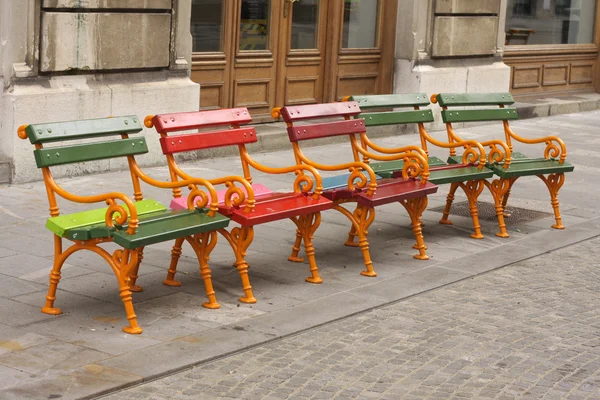 stock image Small colorful benches