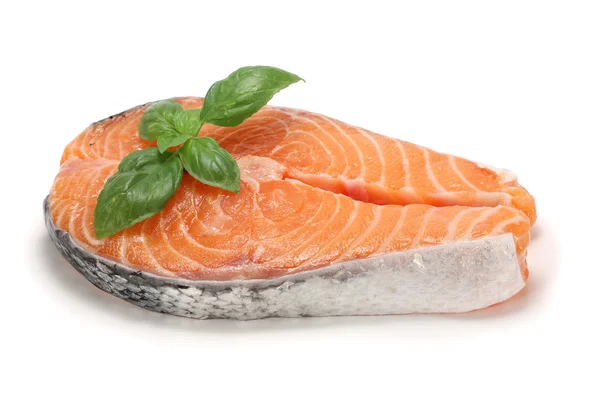 Salmon cutlet with basil — Stok fotoğraf