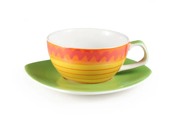 Tasse à thé colorée, isolée sur blanc — Photo