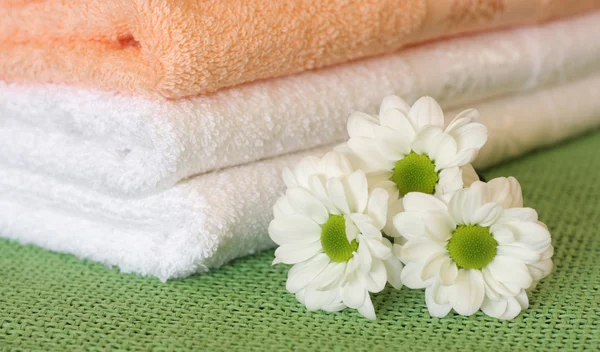 Handtücher und Gänseblümchen — Stockfoto