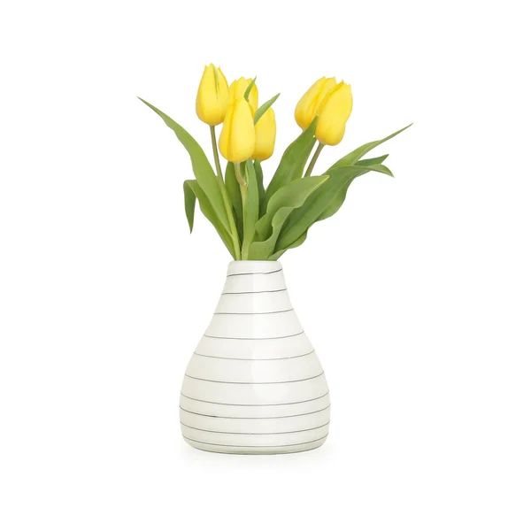 Tulipanes amarillos en jarrón —  Fotos de Stock