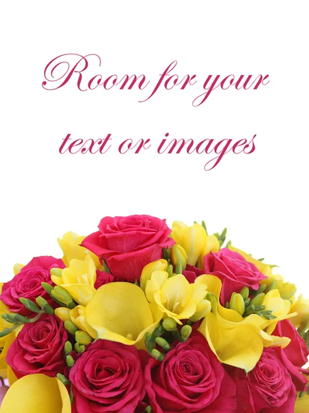 Bouquet of roses and fressias — Stock Photo, Image