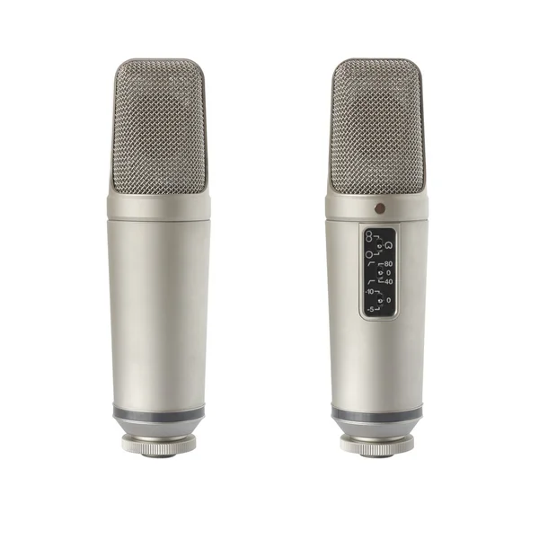 Микрофон конденсатора - вид сзади и спереди — стоковое фото