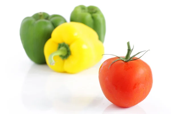 Čerstvá rajčata a papriky — Stock fotografie