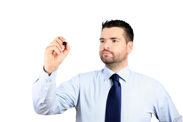 Business man holding a pen — Stock Photo, Image