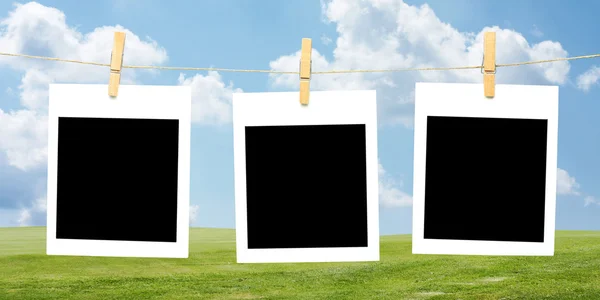Three blank polaroid photos — Stock Photo, Image