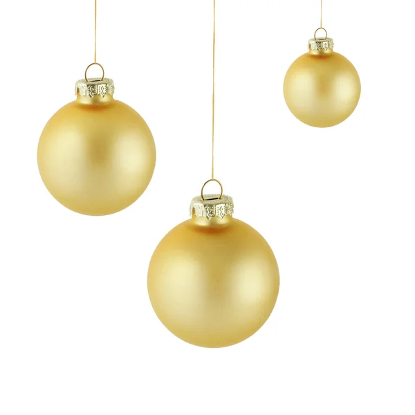 Altın christmas baubles — Stok fotoğraf