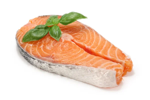 Salmon cutlet with basil — Stok fotoğraf