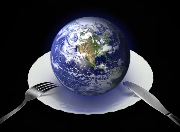 Earth on plate — Stock Photo, Image