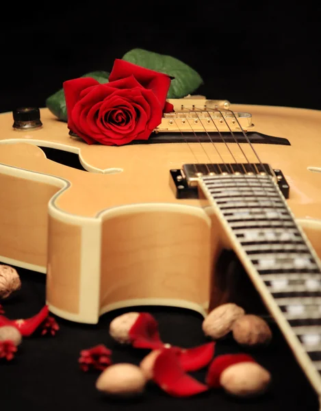 Rose en la guitarra jazz — Foto de Stock