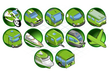 Isometric icon set of vehicles clipart