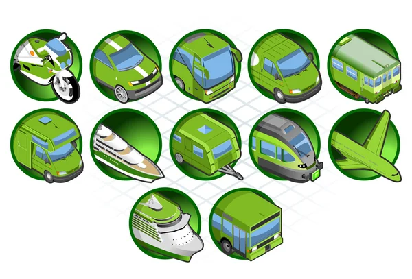 Isometric icon set of vehicles — Stock Vector