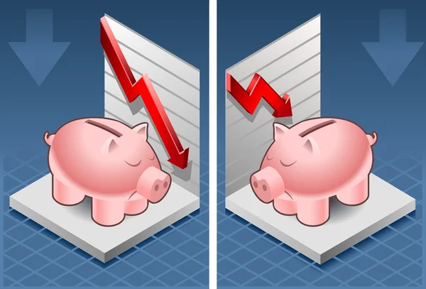 Piggy bank izometrikus jelképe — Stock Vector