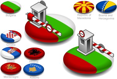 Isometric closed customs on the button flag clipart