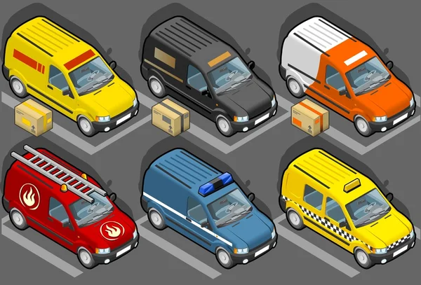 Camionnette isométrique en six modèles — Image vectorielle