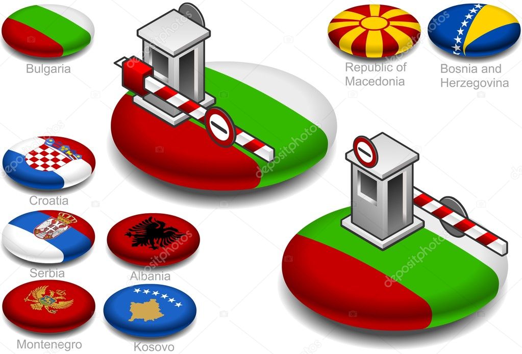 Isometric closed customs on the button flag